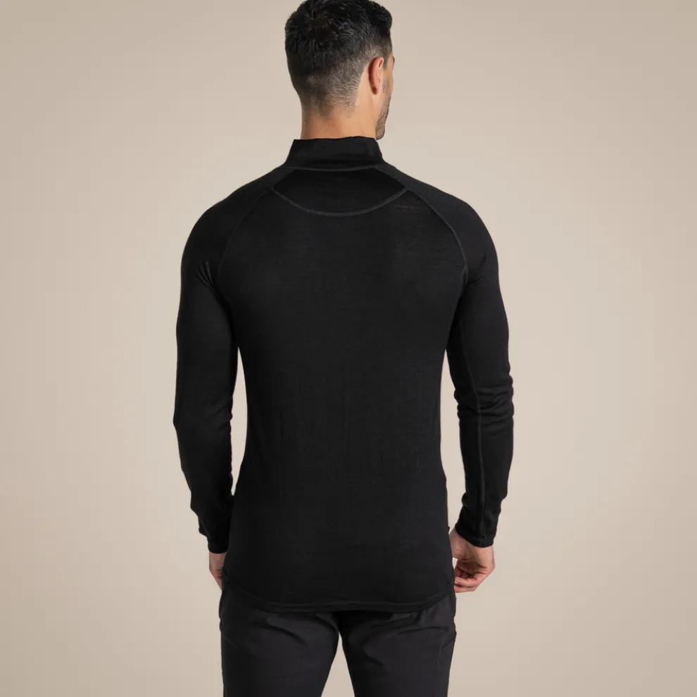 Expert Mens Merino Half Zip Long Sleeved Baselayer II | Black