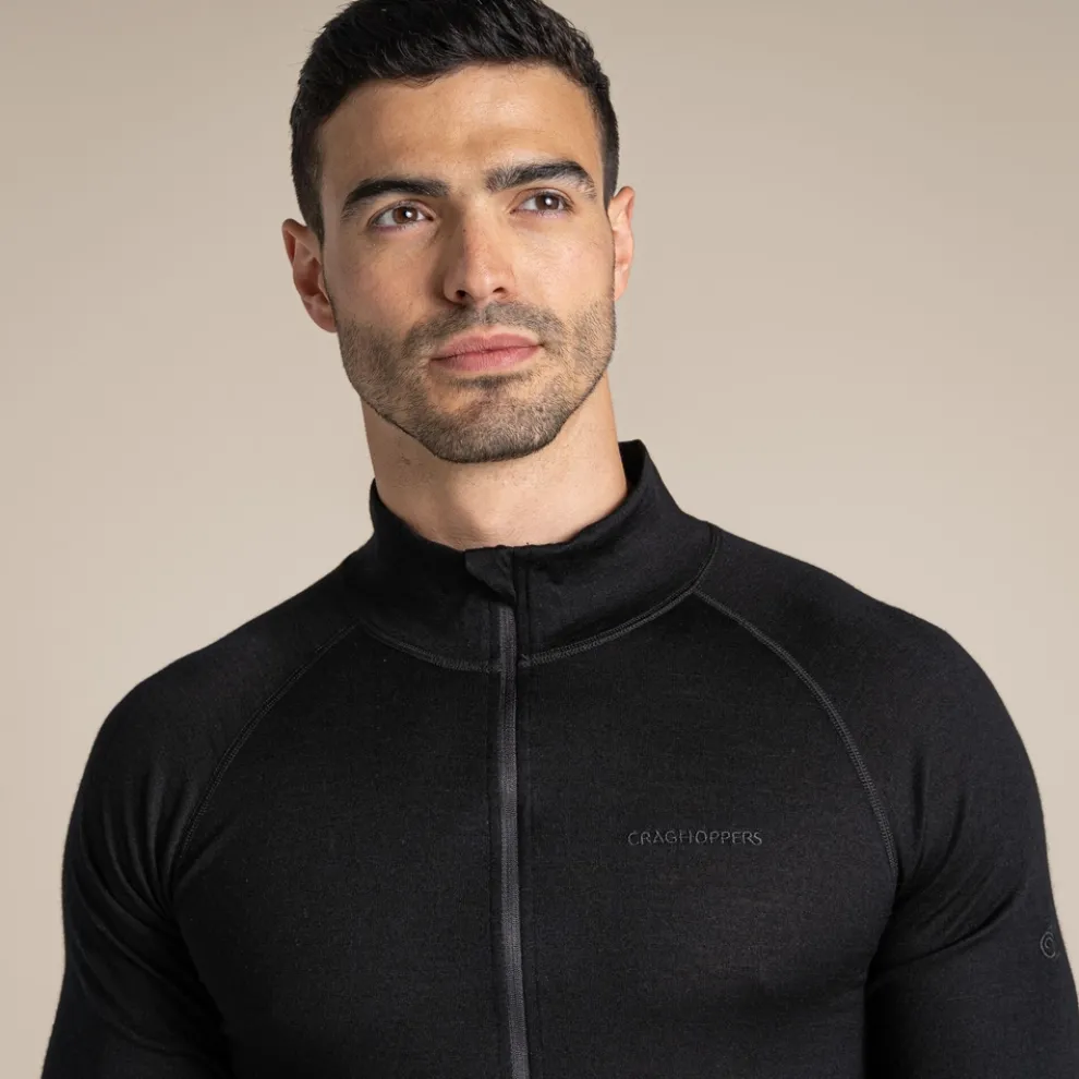 Expert Mens Merino Half Zip Long Sleeved Baselayer II | Black