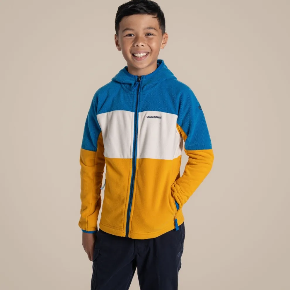 Kid's Bindloe Hooded Fleece Jacket | Howlite Blue / Warbler Yellow