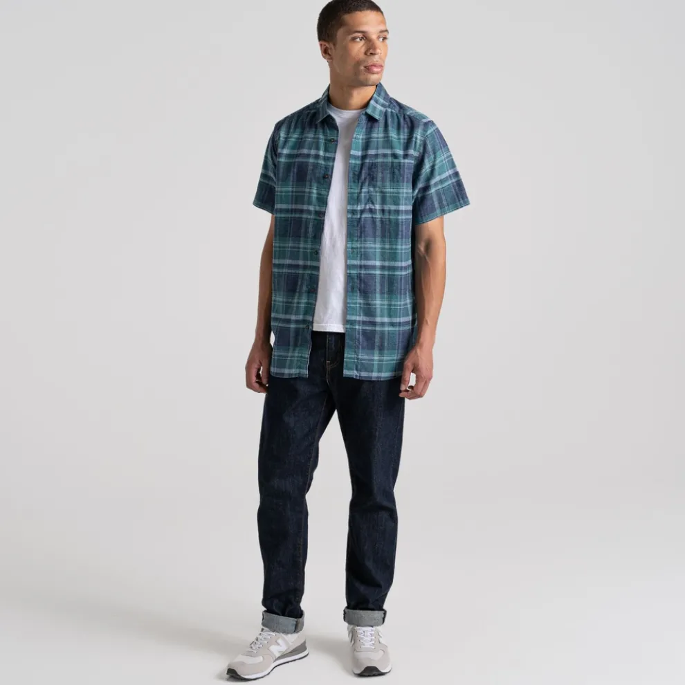 Men's Hila Short Sleeved Shirt | Stormy Sky Check