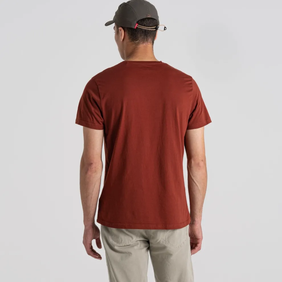 Men's Lucent Short Sleeved T-Shirt | Sienna Red Outside