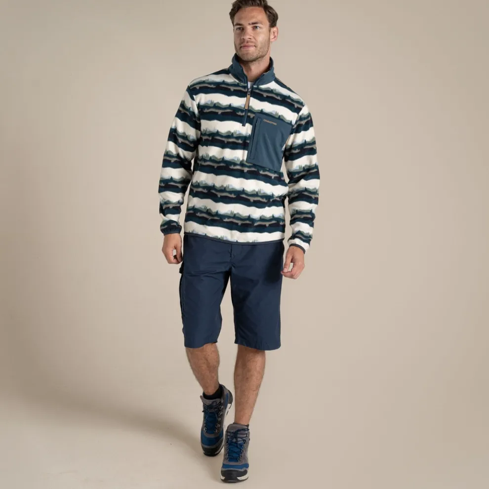 Men's National Trust Losehill Half Zip Fleece | Tranquil Blue Print