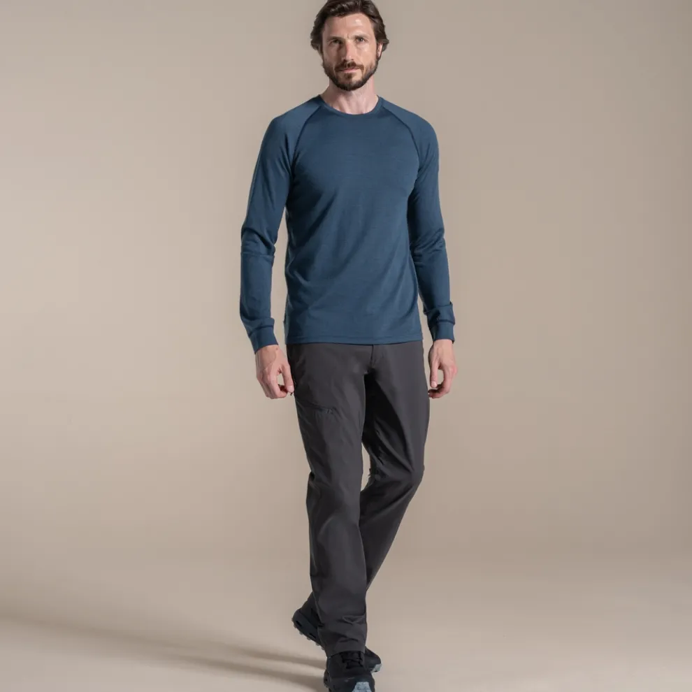Men's National Trust Yewdale Long Sleeved Top | Blue Stone