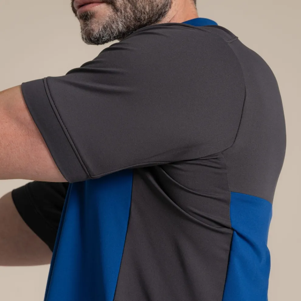 Men's NosiLife Avro Golf Short Sleeved Polo Top | Dark Iron / Deep Marina