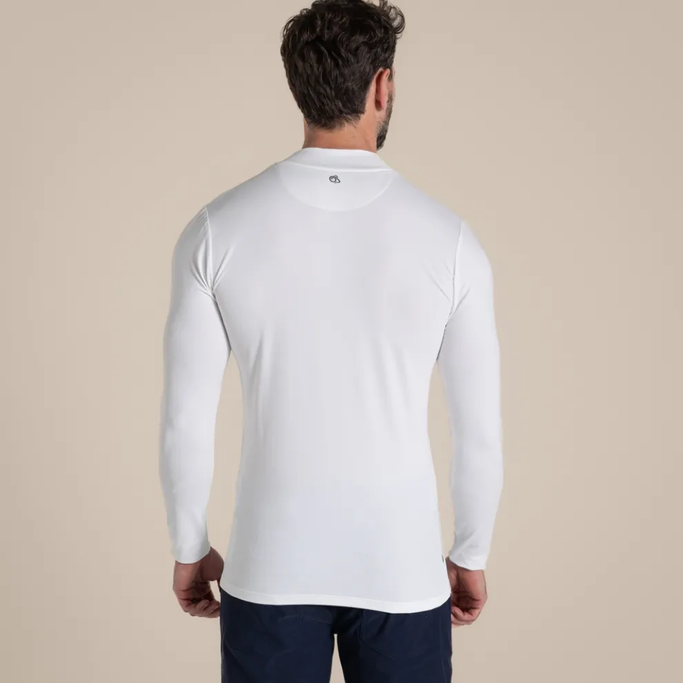 Men's NosiLife Golf Long Sleeved Mock Neck Top | White