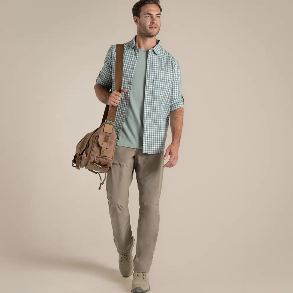 Men's NosiLife Nuoro Check Long Sleeved Shirt | Lichen Green / Ecru Check