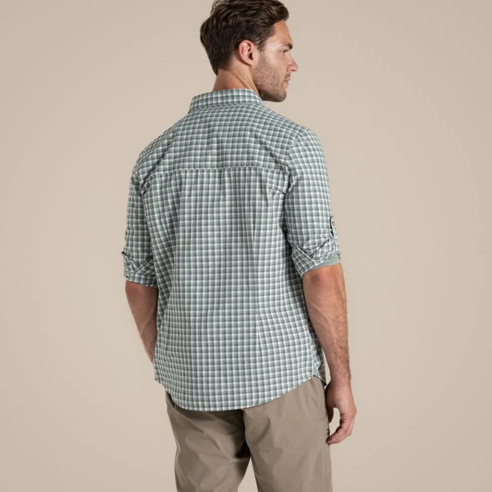 Men's NosiLife Nuoro Check Long Sleeved Shirt | Lichen Green / Ecru Check
