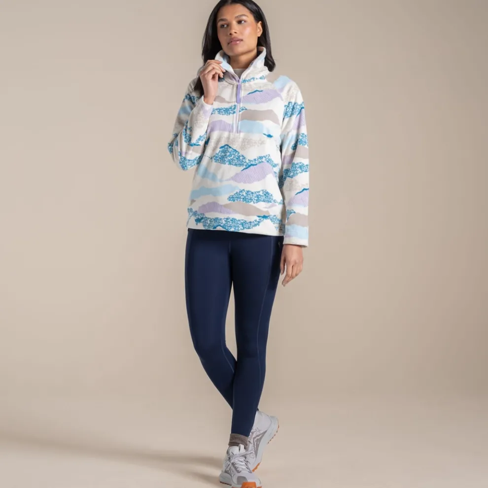 Women's Annjela Half Zip Fleece | Ecru Print