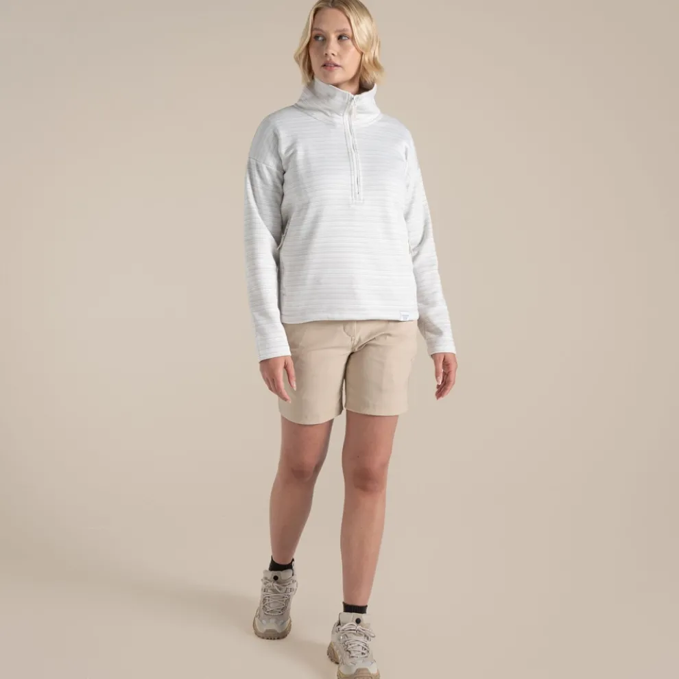 Women's Daisy Half Zip Fleece | Lunar Grey Stripe