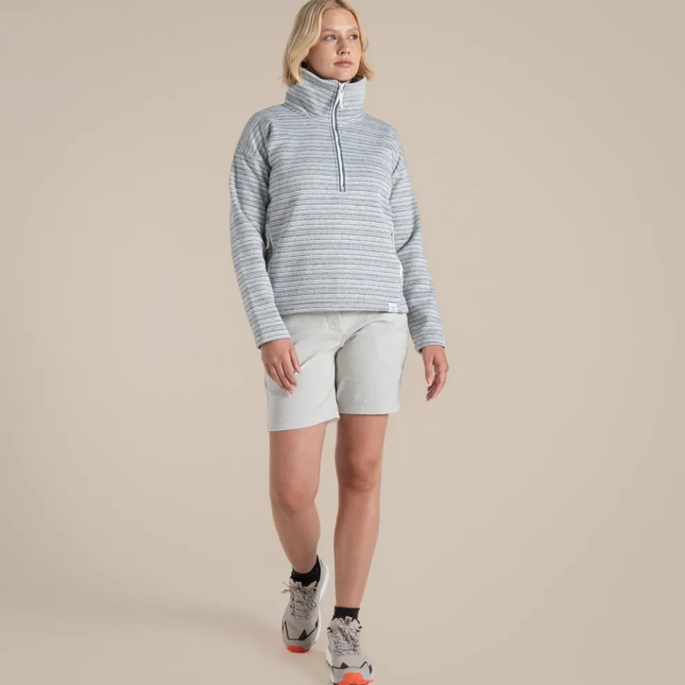 Women's Daisy Half Zip Fleece | Storm Grey Stripe
