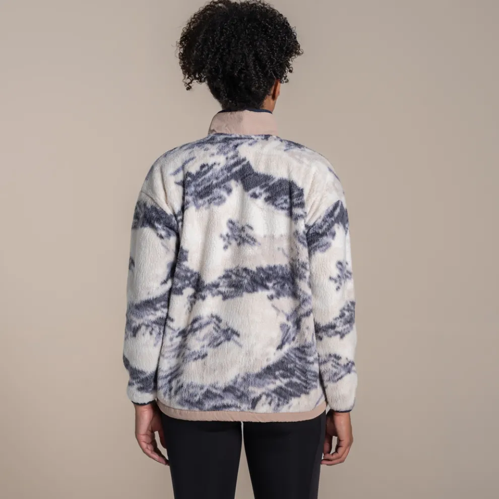 Women's Grange Half Zip Fleece | Ecru Print