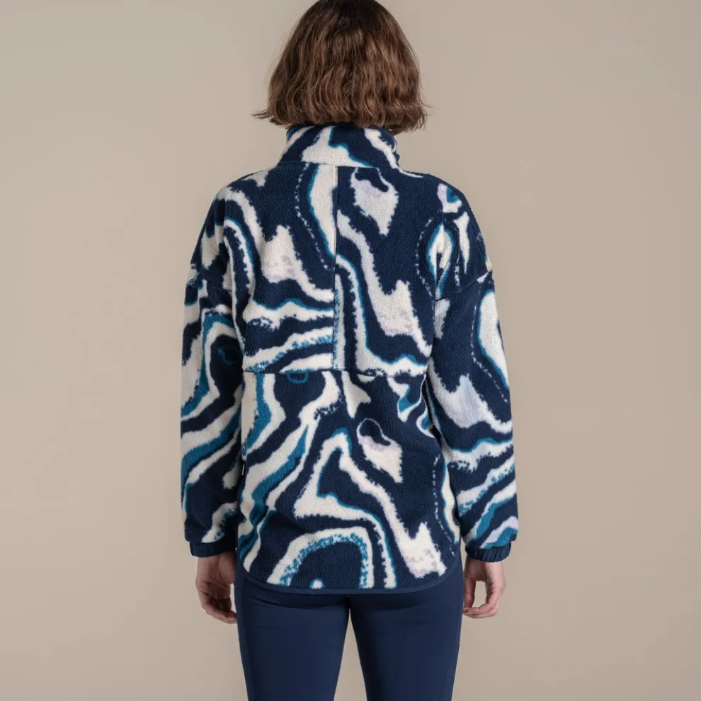 Women's Kidsy Full Zip Fleece | Dark Sapphire Print