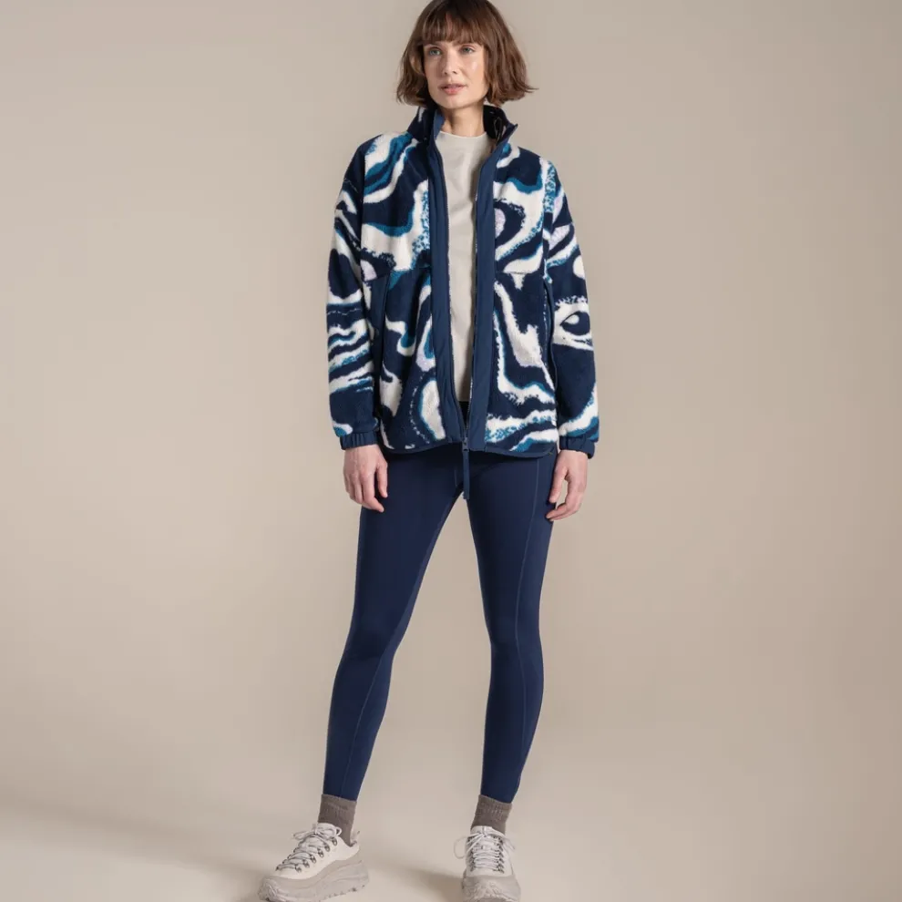 Women's Kidsy Full Zip Fleece | Dark Sapphire Print