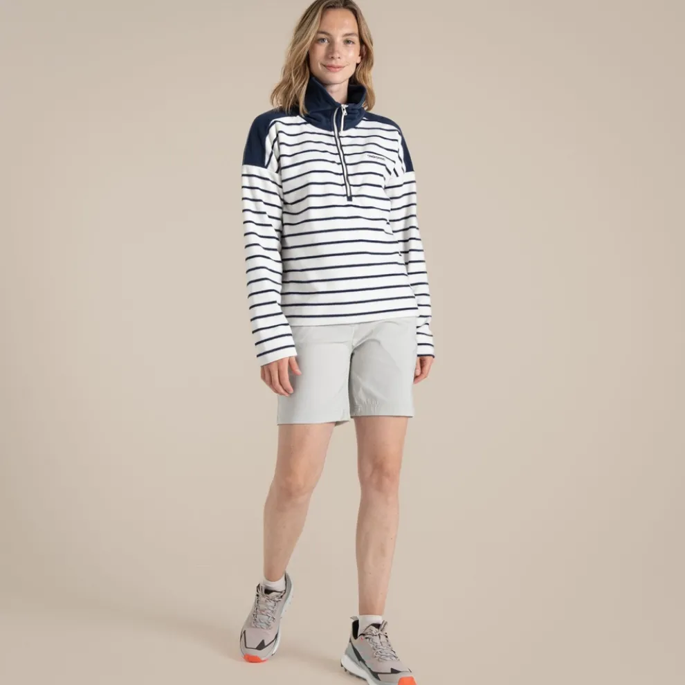 Women's Lily Half Zip Fleece | Blue Navy Stripe