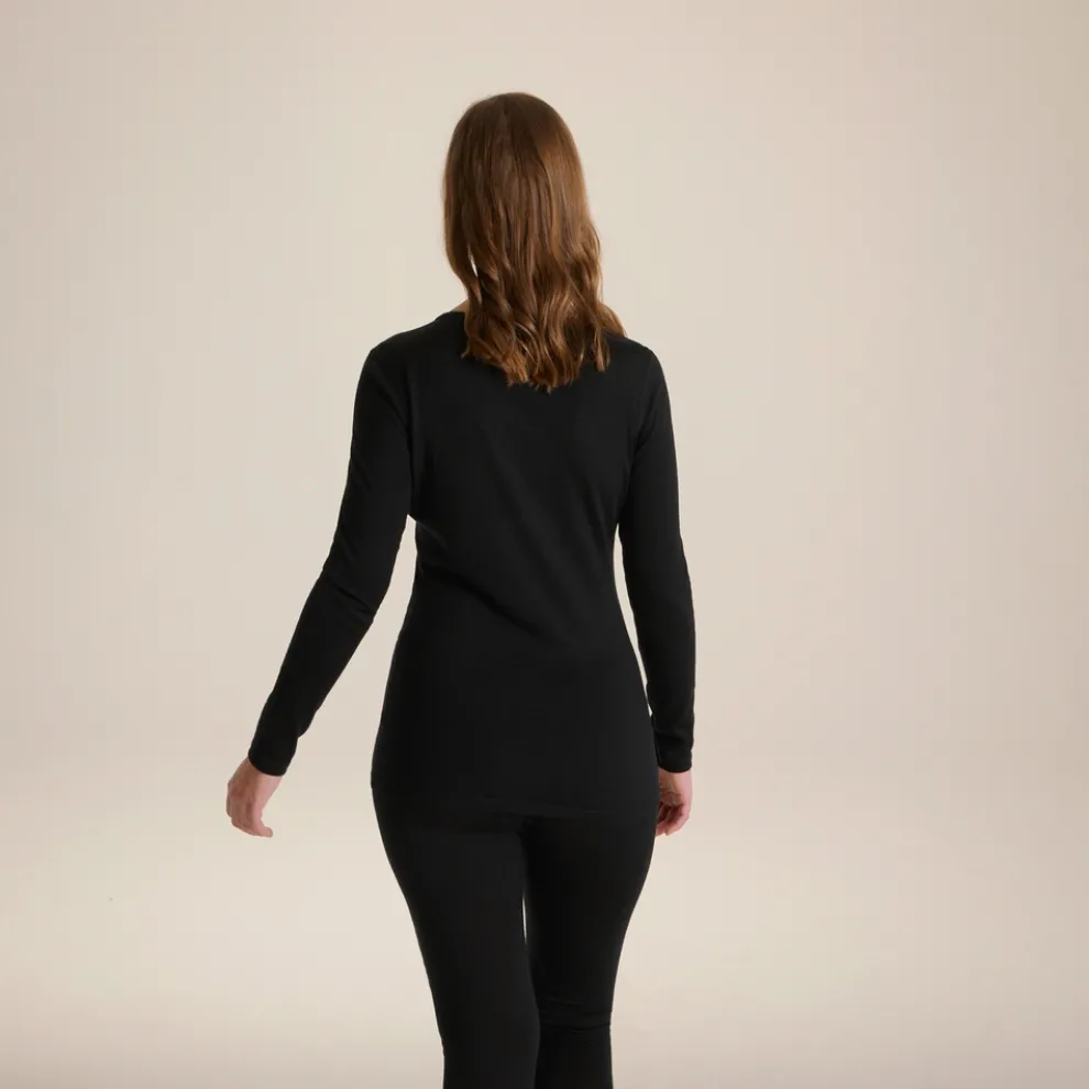 Women's Merino Crew Neck Long Sleeved Baselayer II | Black