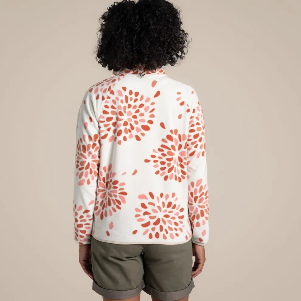 Women's National Trust Reedmace Half Zip Fleece | Red Sandstone Print