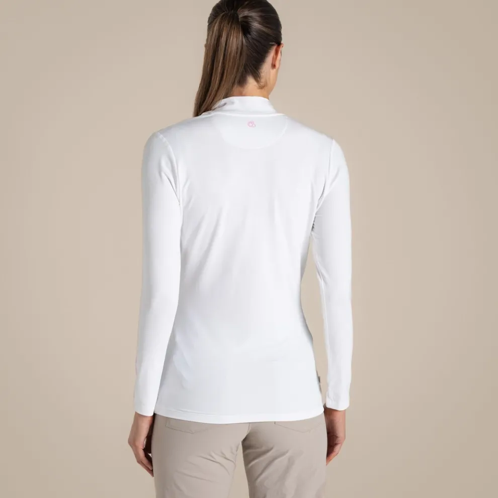 Women's NosiLife Golf Long Sleeved Mock Neck Top | White