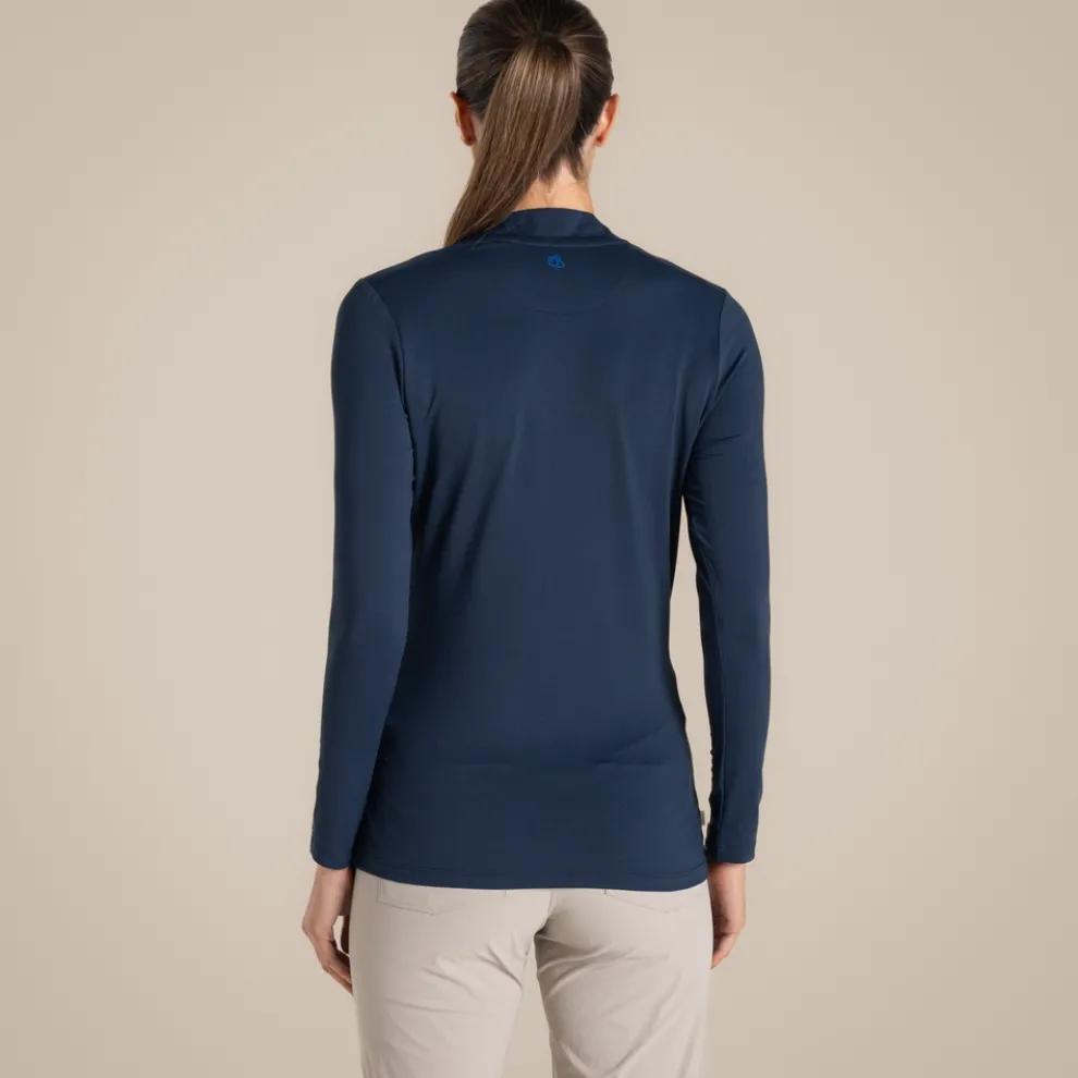 Women's NosiLife Golf Long Sleeved Mock Neck Top | Blue Navy