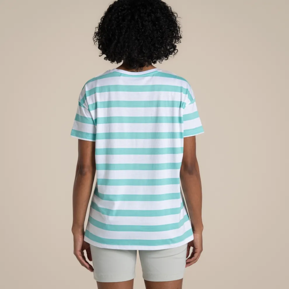 Women's Yago Short Sleeved Top | Aqua Sky Stripe