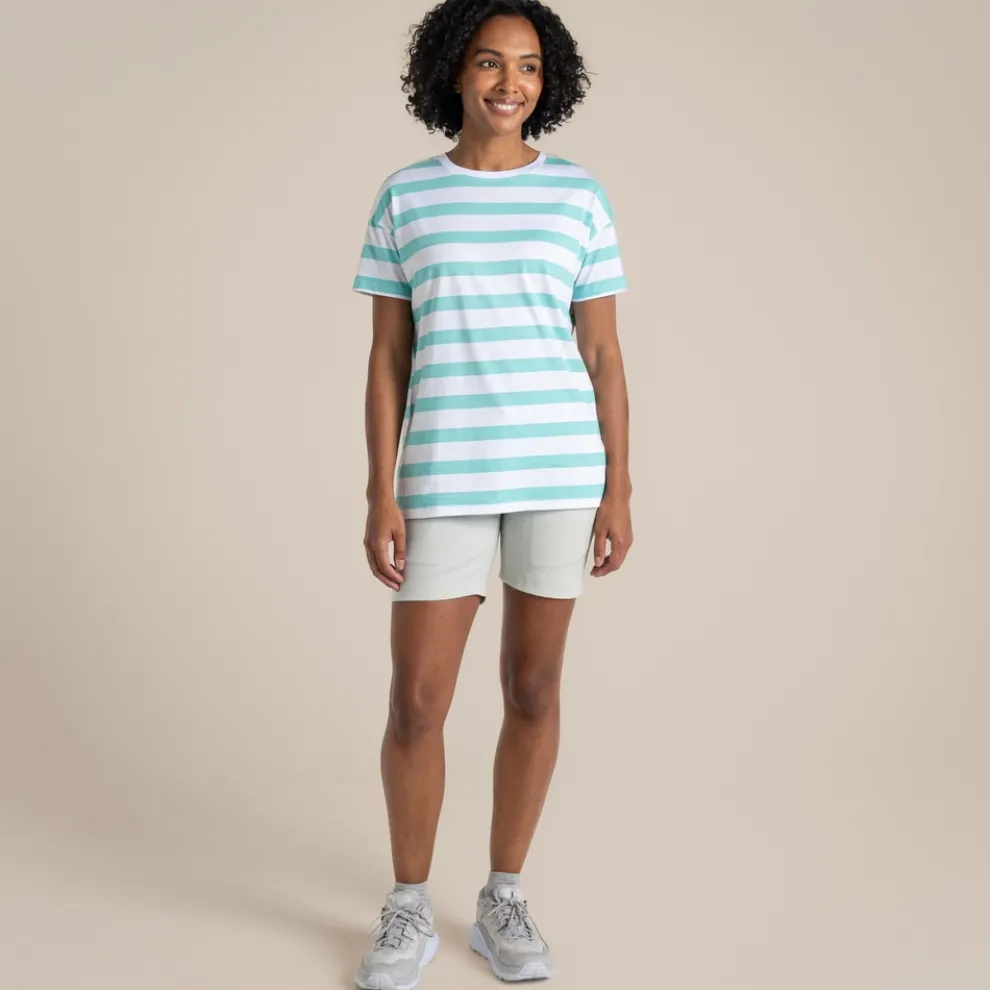 Women's Yago Short Sleeved Top | Aqua Sky Stripe